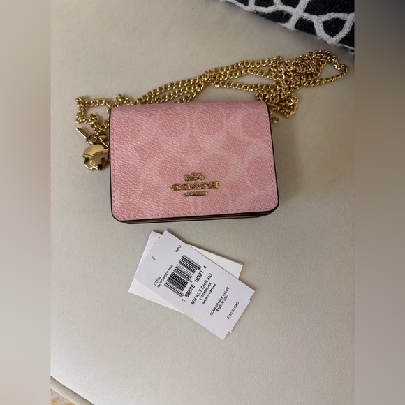 Coach Powder Pink Mini Wallet on a Chain - Picture 7 of 7